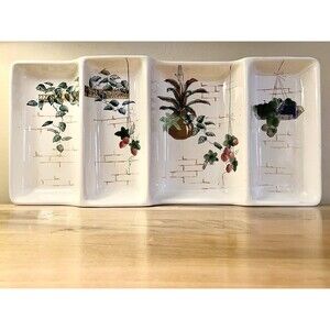 Vintage 1970s Ucagco Japan Divided Serving Platter Hanging Plants Brick Retro